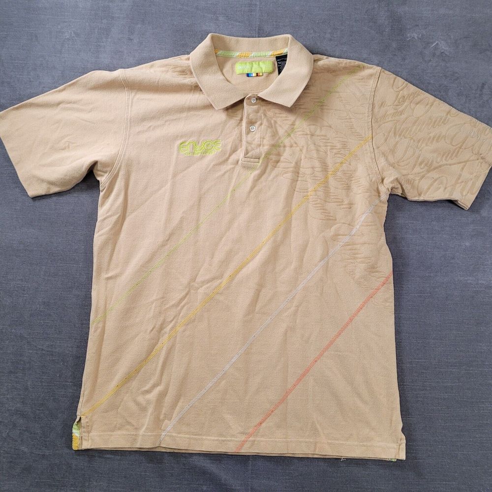 Enyce Vintage Polo Graphic Print Big Logo Mens Beige‎ Shirt Sz XXL